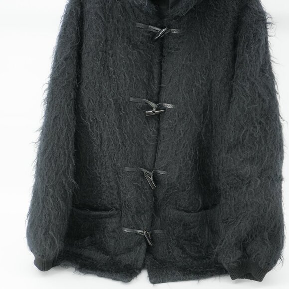Vintage Shaggy MOHAIR SCOTTISH Wool Hooded Sweater Teddy Coat Size Large - Picture 4 of 12